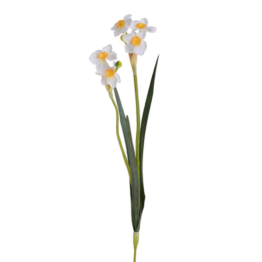 Set 6 Giunchiglia con 2 Fiori Artificiali Altezza 55 cm Bianco