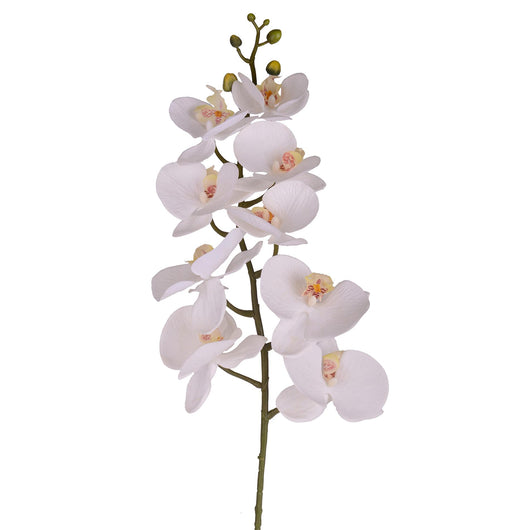 Set 2 Phalenopsis Artificiali con 9 Fiori Altezza 110 cm Bianco