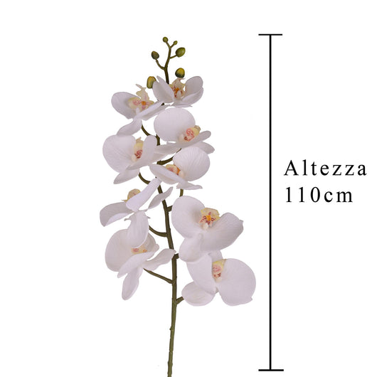 Set 2 Phalenopsis Artificiali con 9 Fiori Altezza 110 cm Bianco