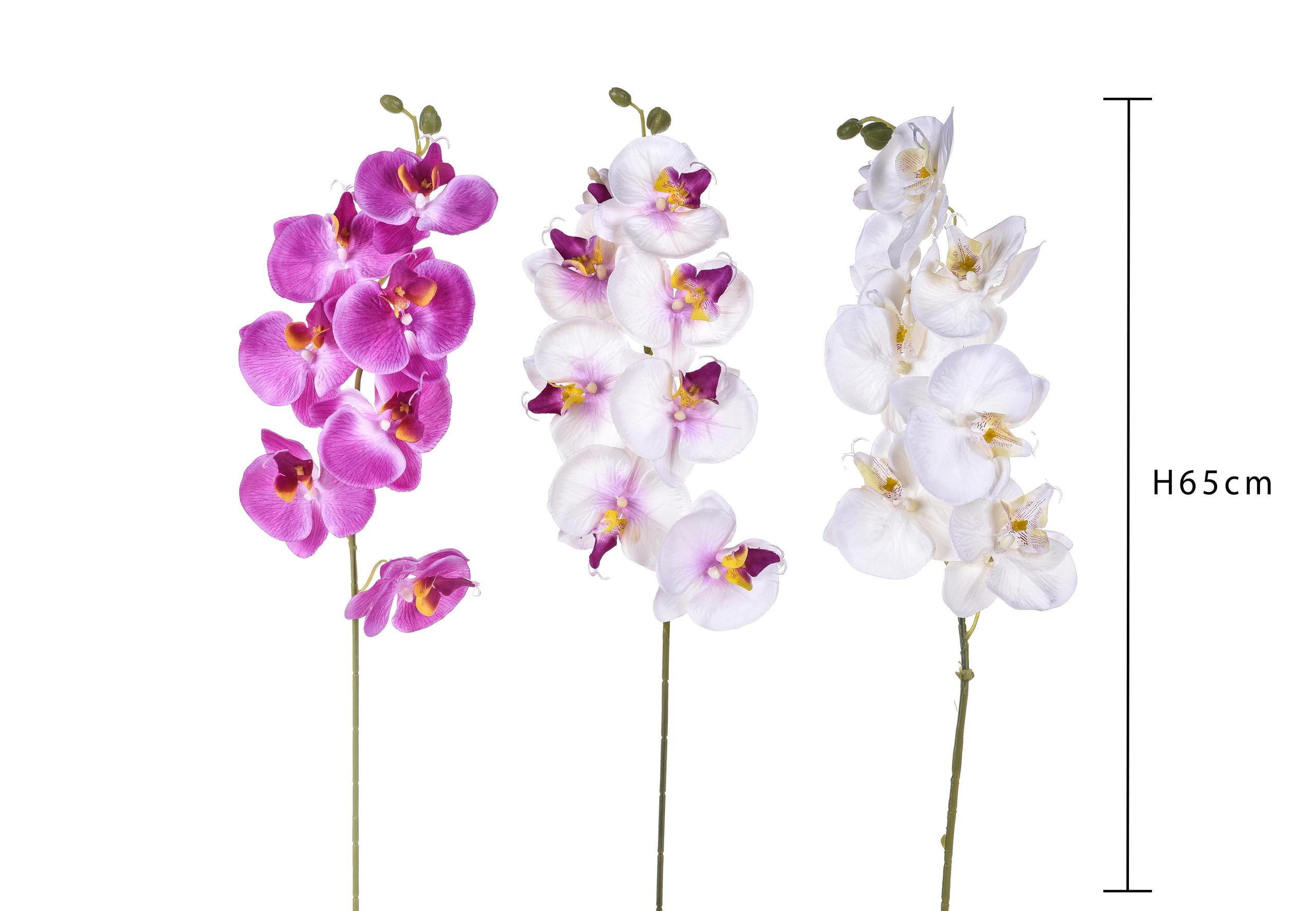 Set 8 Phalaenopsis Artificiali con 8 Fiori Altezza 65 cm Multicolore