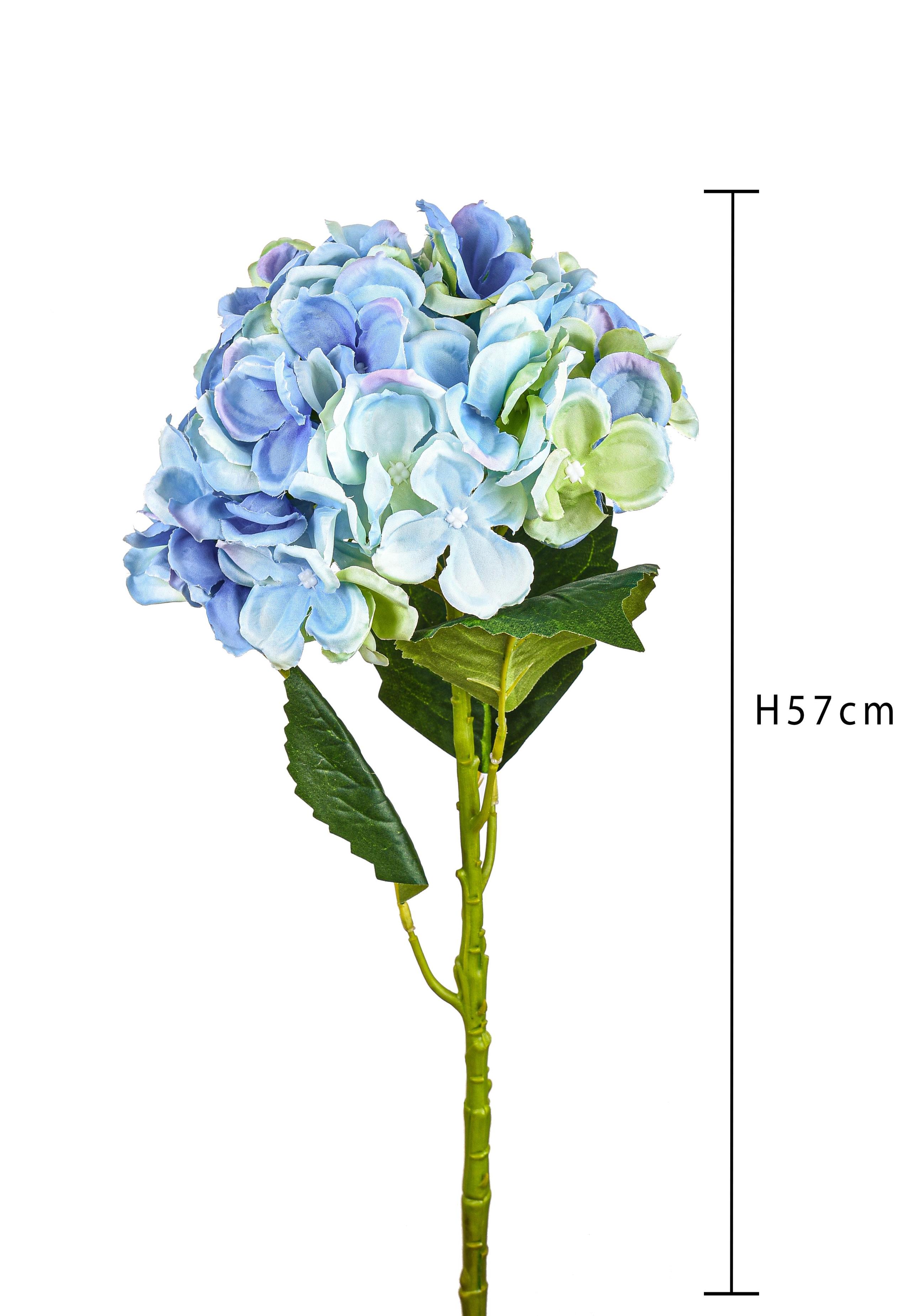 Set 4 Ortensia Artificiale Singola Altezza 57 cm Blu