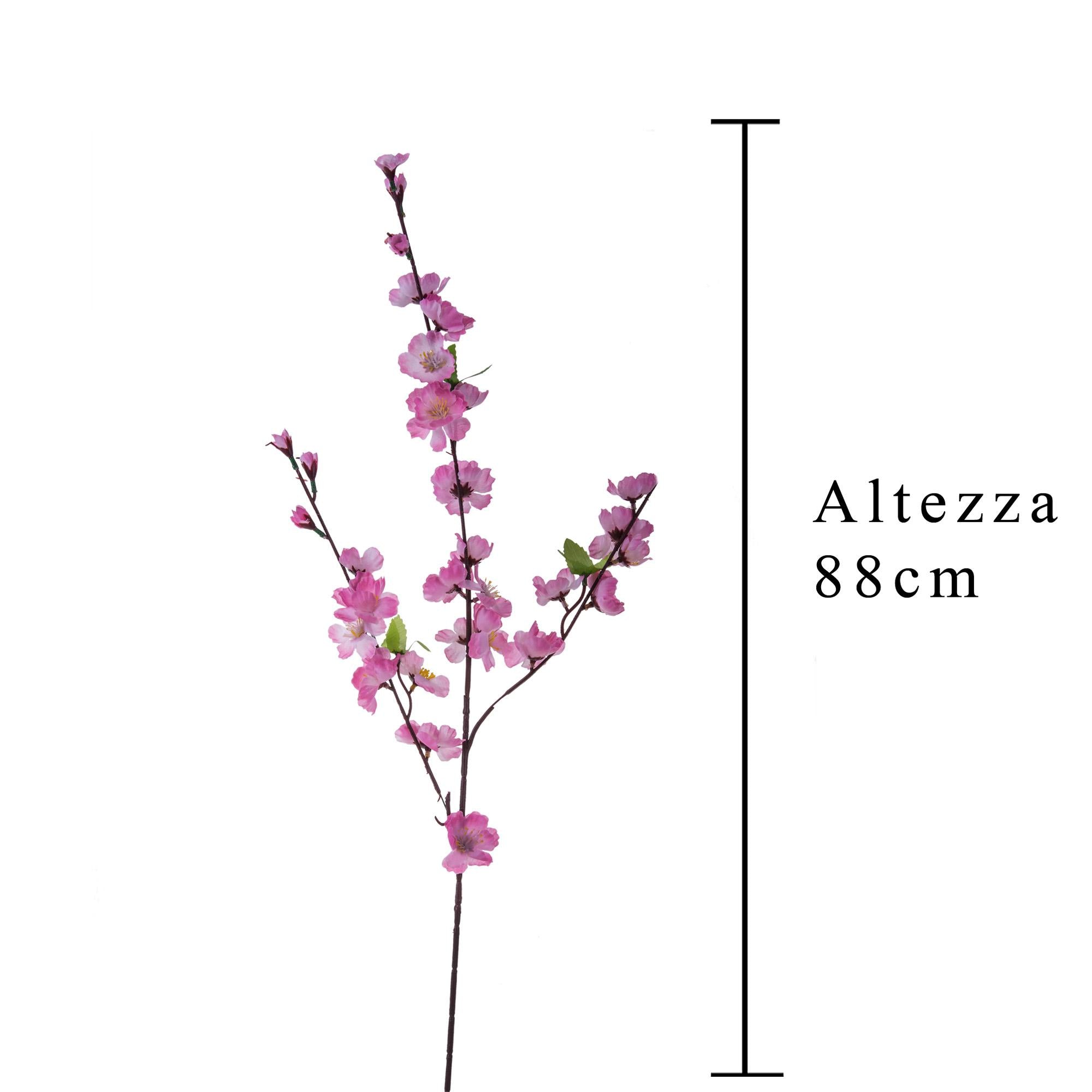 Set 8 Pesco Artificiale con 3 Diramazioni Altezza 88 cm Rosa