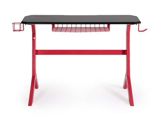 Scrivania Gaming 118x65x76 cm Gaming in MDF Rosso-Nero