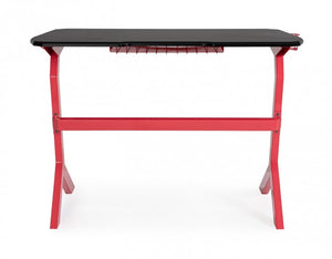 Scrivania Gaming 118x65x76 cm Gaming in MDF Rosso-Nero