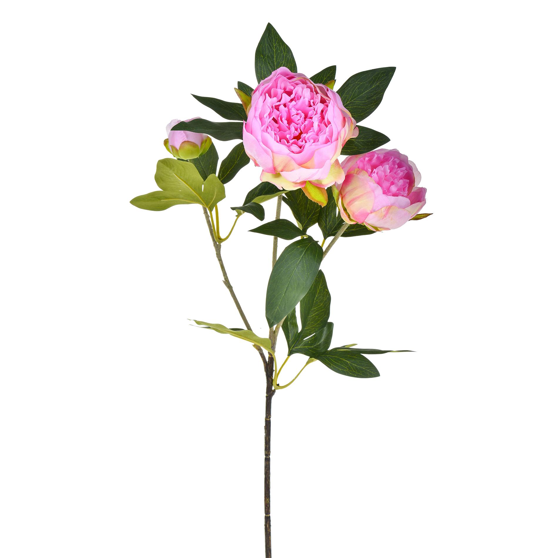 Set 3 Peonia Artificiale con 3 Fiori Altezza 74 cm