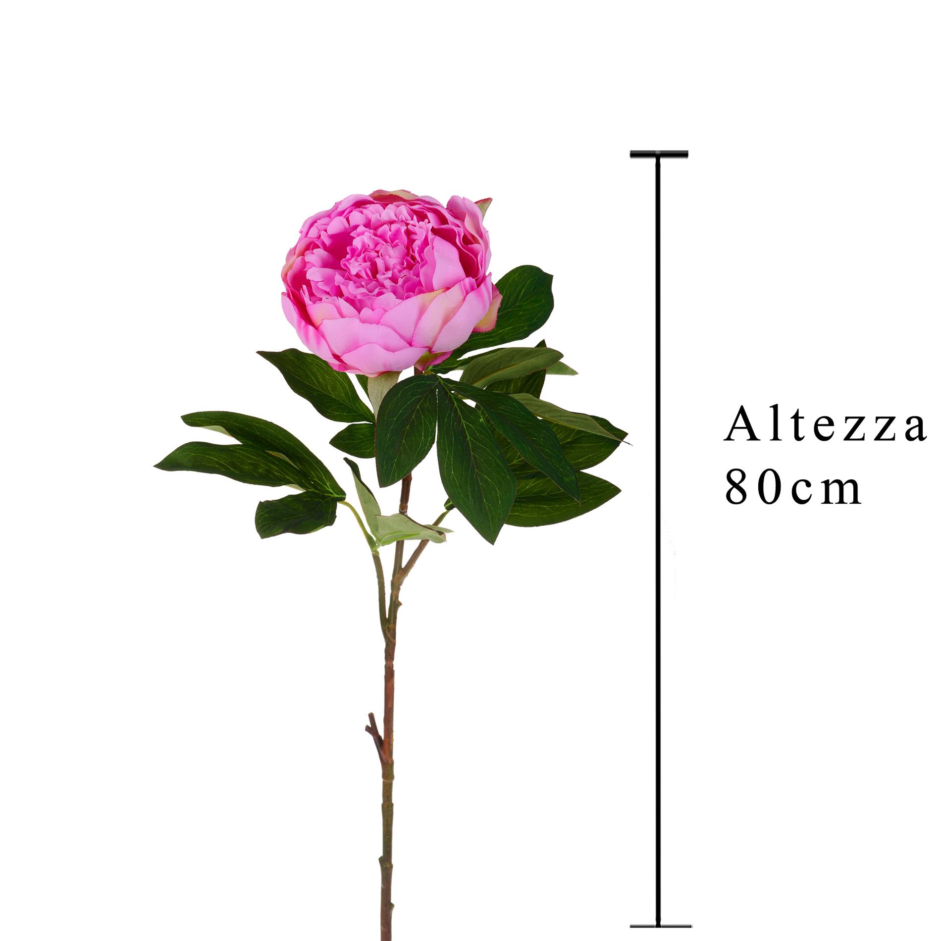 Set 3 Peonia Artificiale Altezza 80 cm Rosa