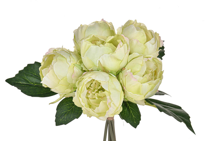 Set 3 Mazzi di Peonie con 6 Fiori Artificiali Altezza 28 cm Verde