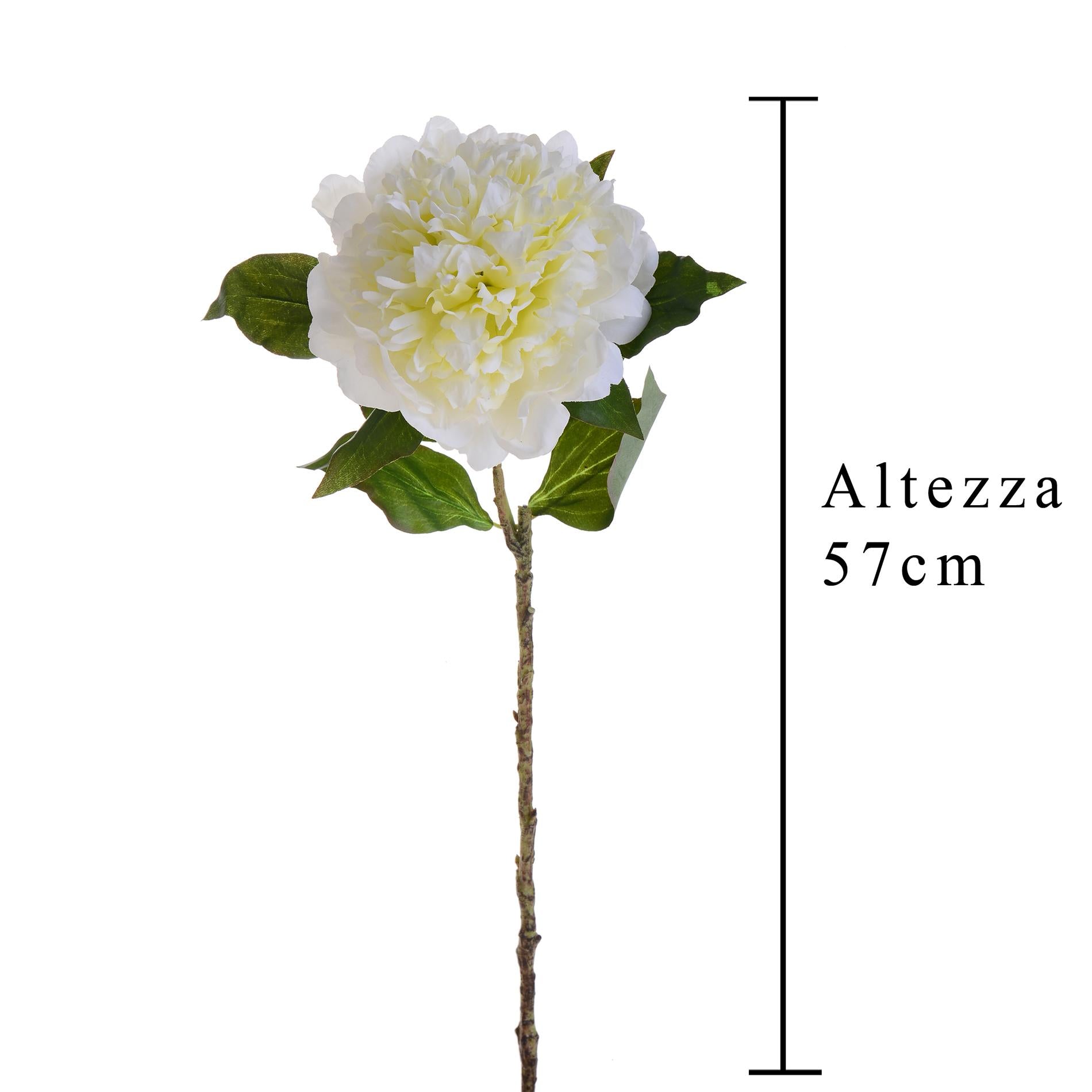 Set 3 Peonia Artificiale Altezza 57 cm Bianco