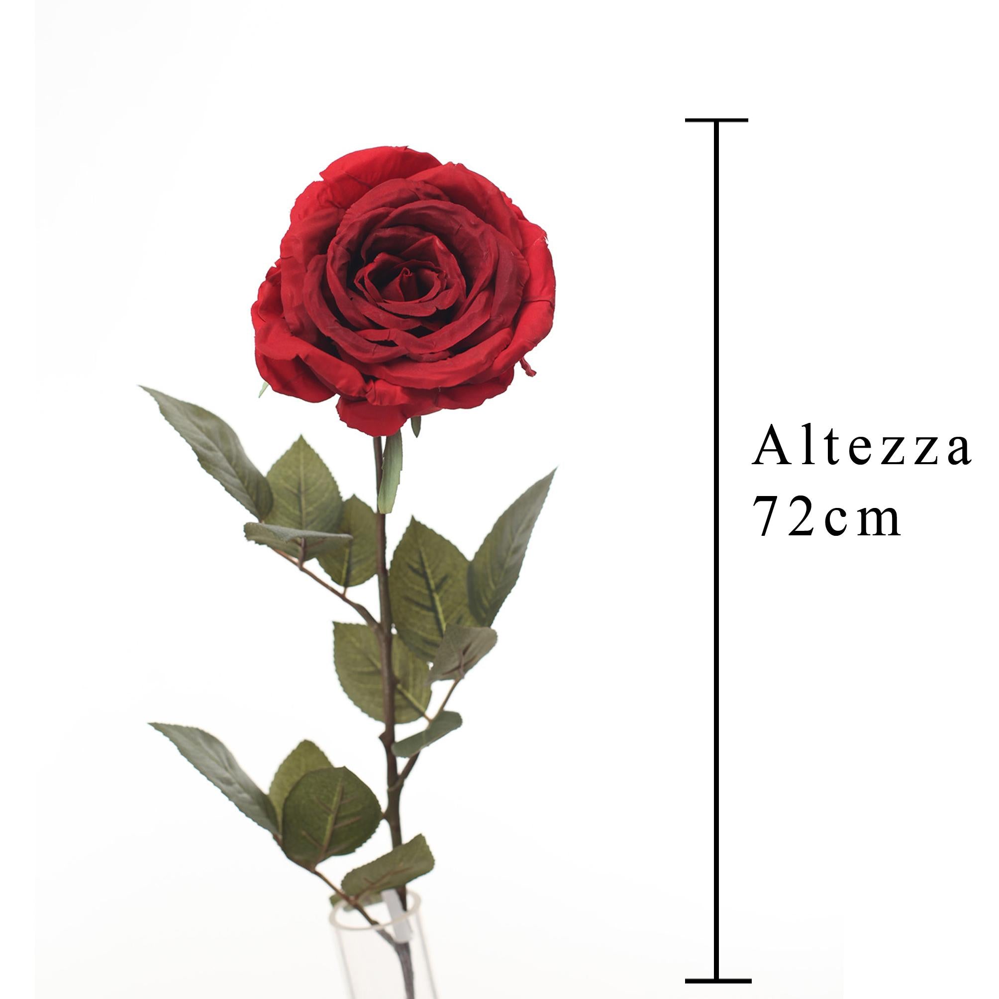 Set 6 Rose Artificiali Calista Altezza 72 cm Rosso