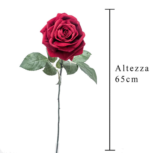 Set 3 Rose Artificiali Victoria Altezza 65 cm Rosso