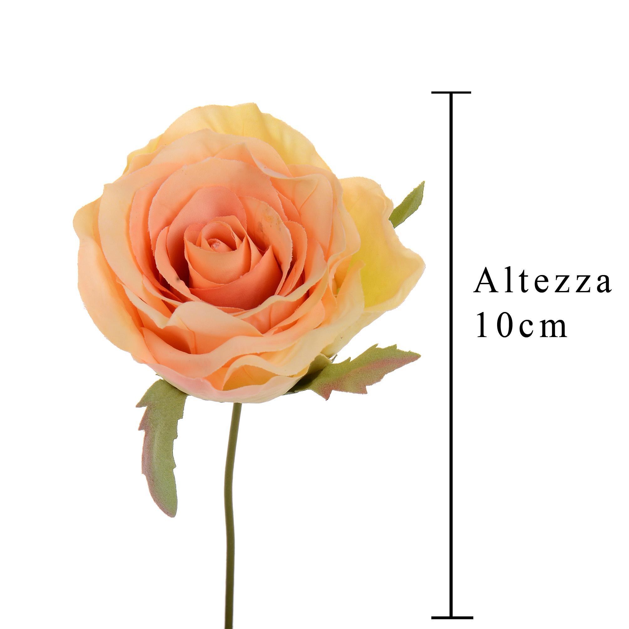 Set 12 Rose Artificiali Testa con Gambo Altezza 10 cm