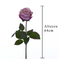 Set 6 Rose Artificiali Romantica Altezza 64 cm