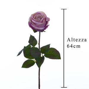 Set 6 Rose Artificiali Romantica Altezza 64 cm