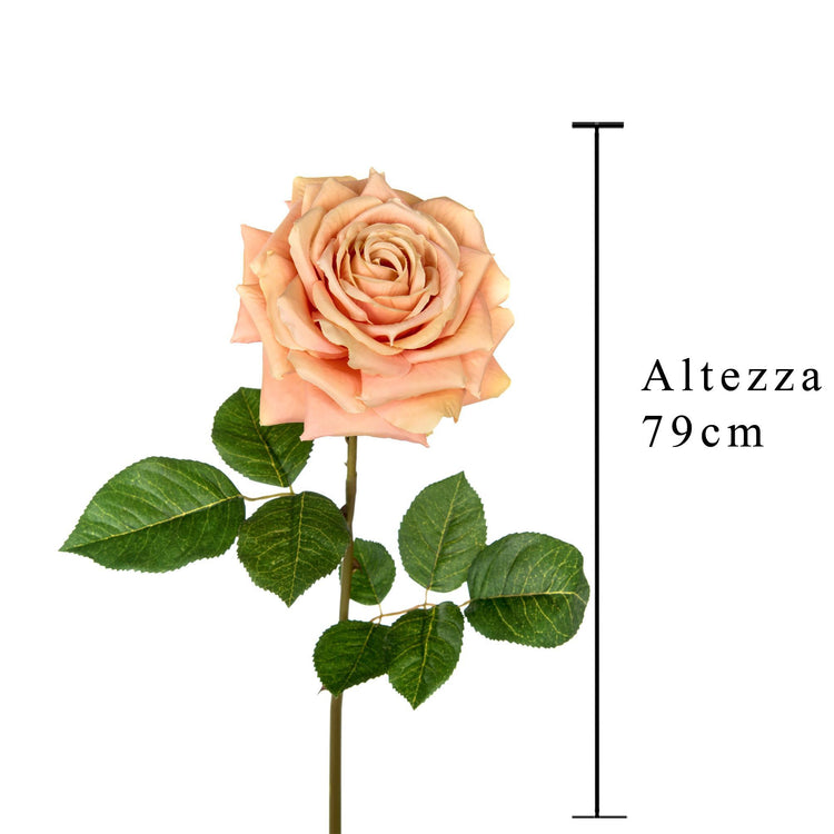 Set 3 Rose Artificiali Aperta Altezza 79 cm