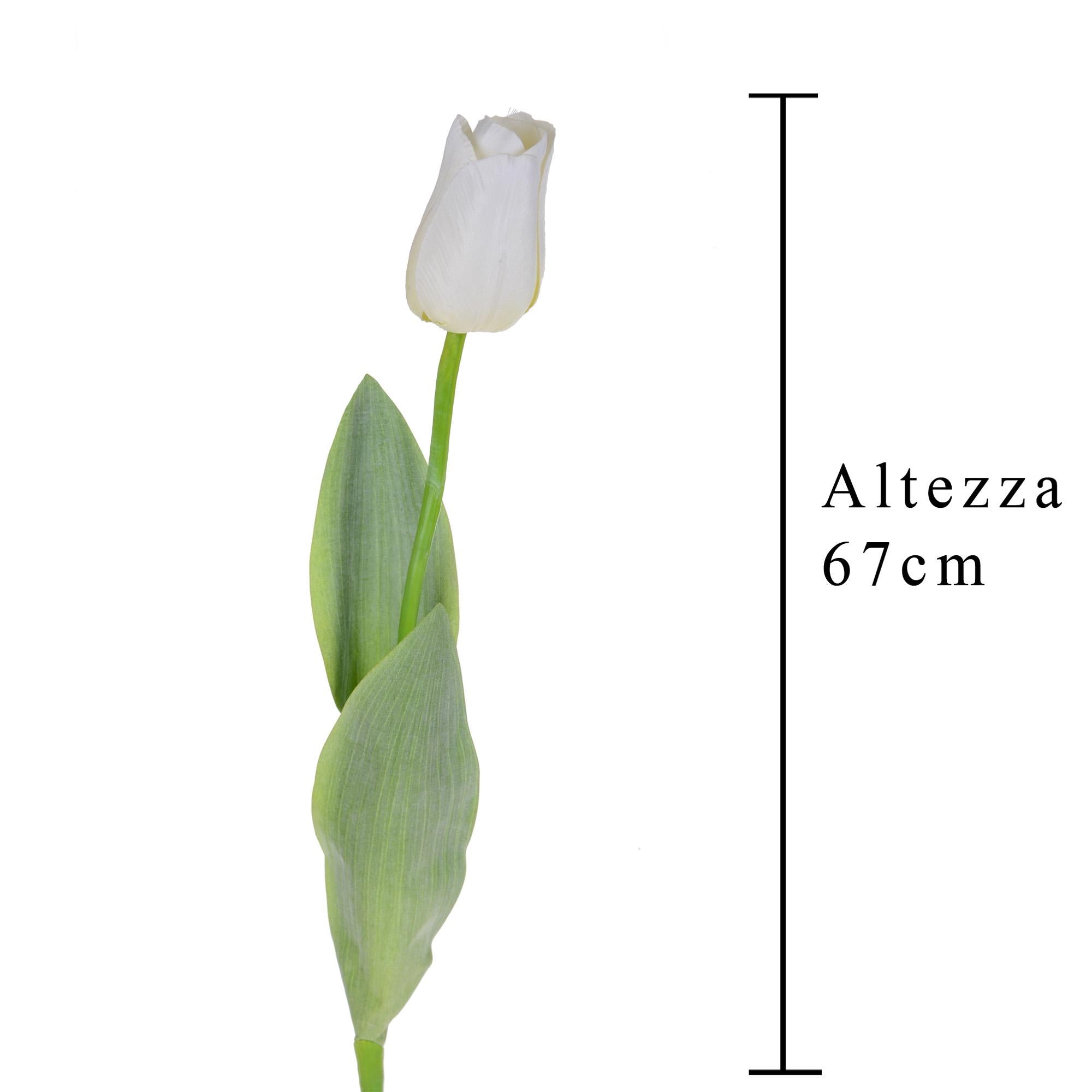 Set 6 Tulipani Artificiali con Foglie Altezza 67 cm