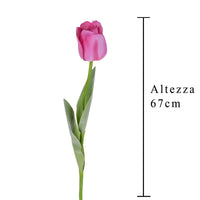 Set 6 Tulipani Artificiali con Foglie Altezza 67 cm Rosa