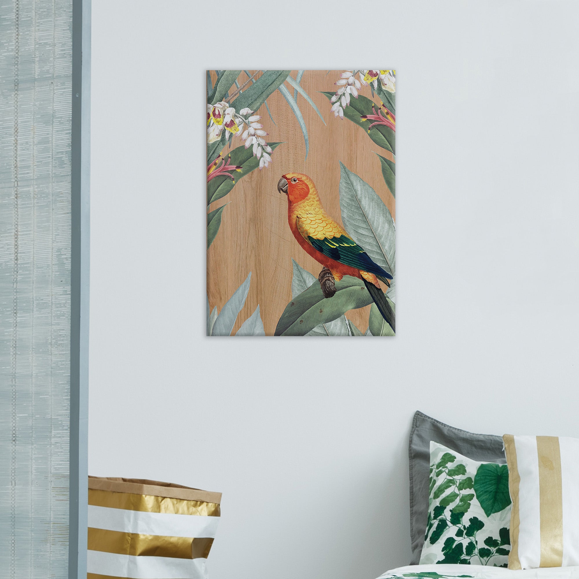 Quadro in Legno Stampato Multicolour Parrots 30x42 *FSC