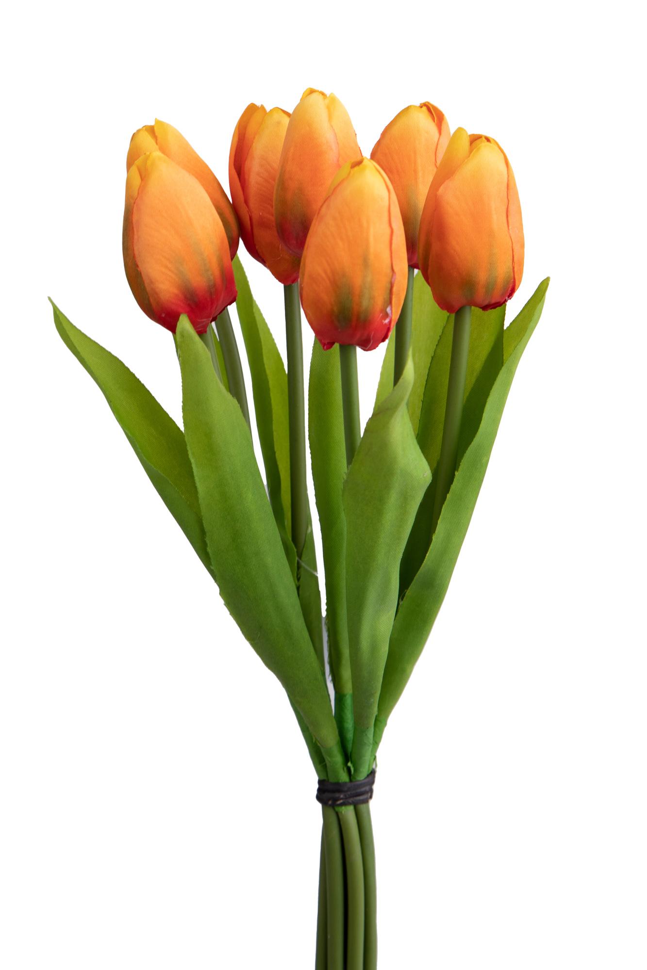 Set 3 Mazzi di 7 Tulipani Artificiali Altezza 37 cm Arancio