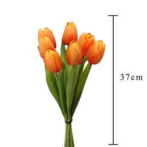 Set 3 Mazzi di 7 Tulipani Artificiali Altezza 37 cm Arancio