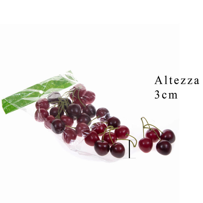 Set 4 Ciliegi Artificiali per 2, 15 pezzi Altezza 3 cm