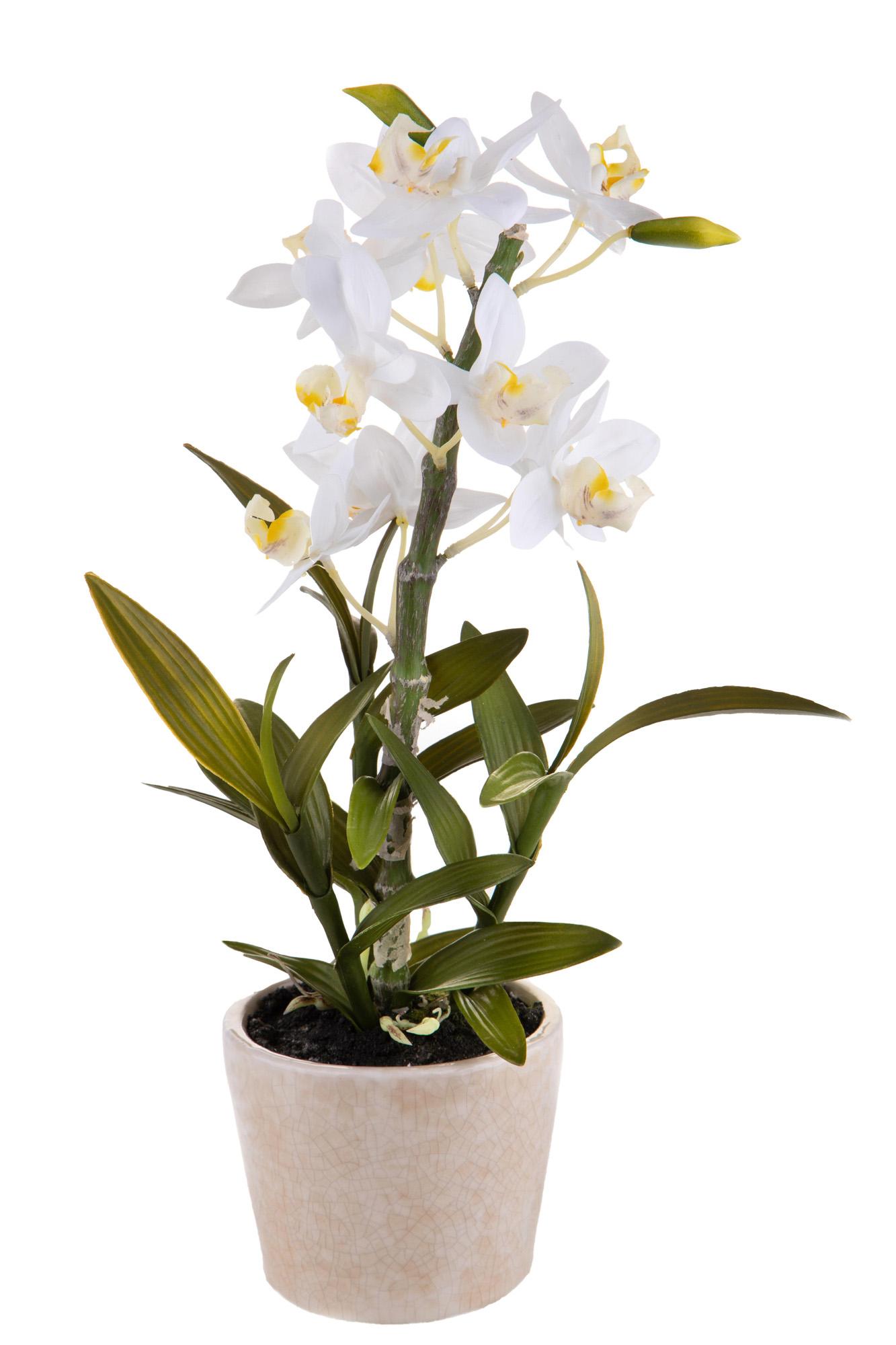 Orchidea Artificiali con Vaso Altezza 43 cm Bianco