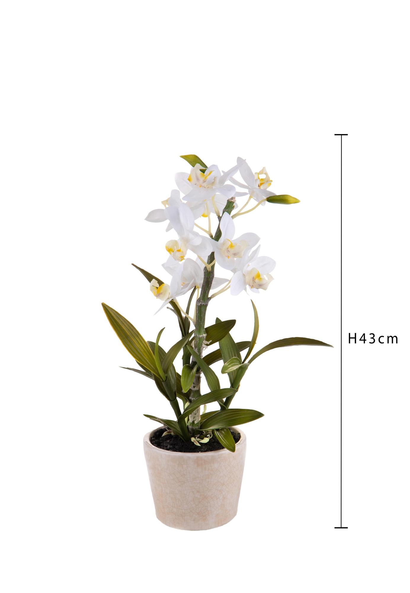 Orchidea Artificiali con Vaso Altezza 43 cm Bianco