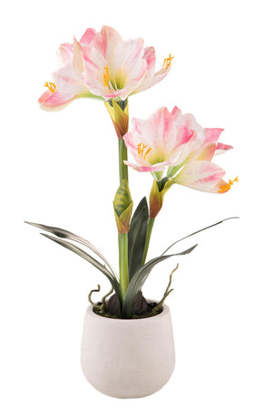 Amaryllis Artificiale con Vaso Altezza 64 cm Rosa