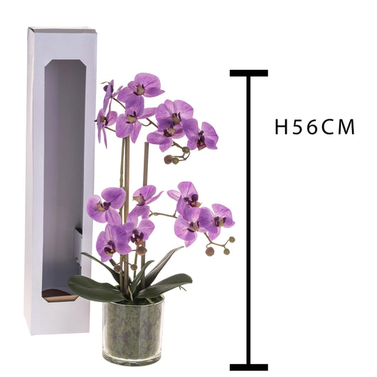 Pianta Artificiale di Phalaenopsis Artificiali con Vaso Altezza 56 cm Rosa