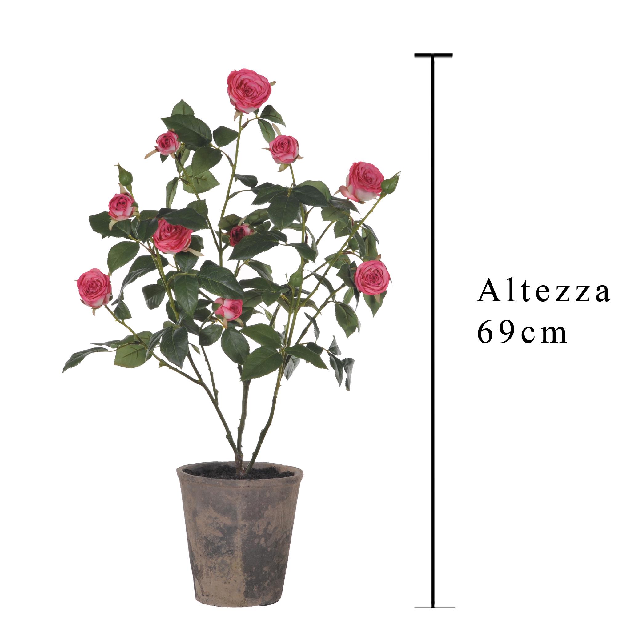 Mini Rose Artificiali in Vaso Altezza 69 cm Rosa