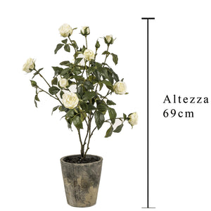 Mini Rose Artificiali in Vaso Altezza 69 cm