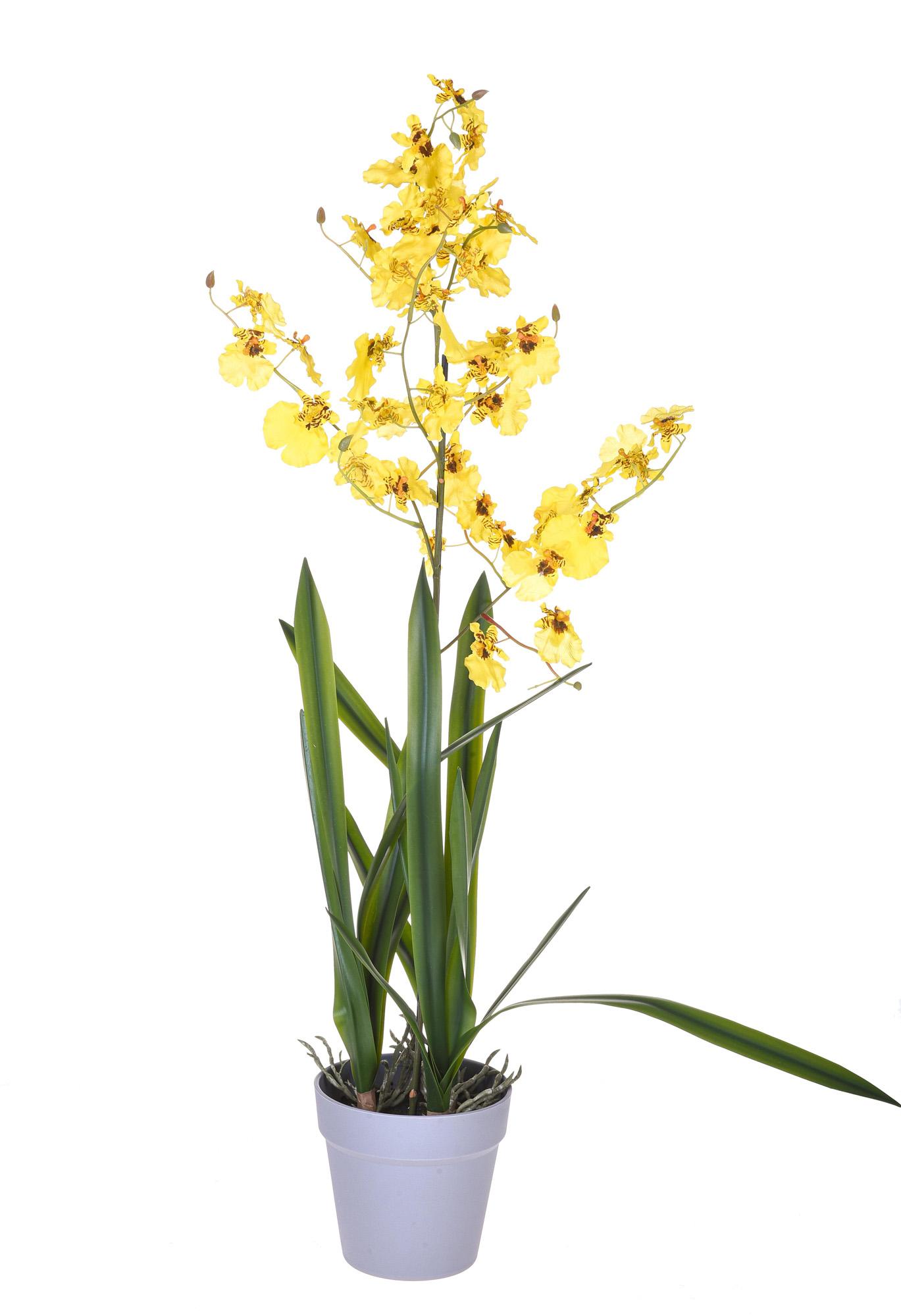 Orchidea Artificiali Oncidium con Vaso Altezza 40 cm Giallo