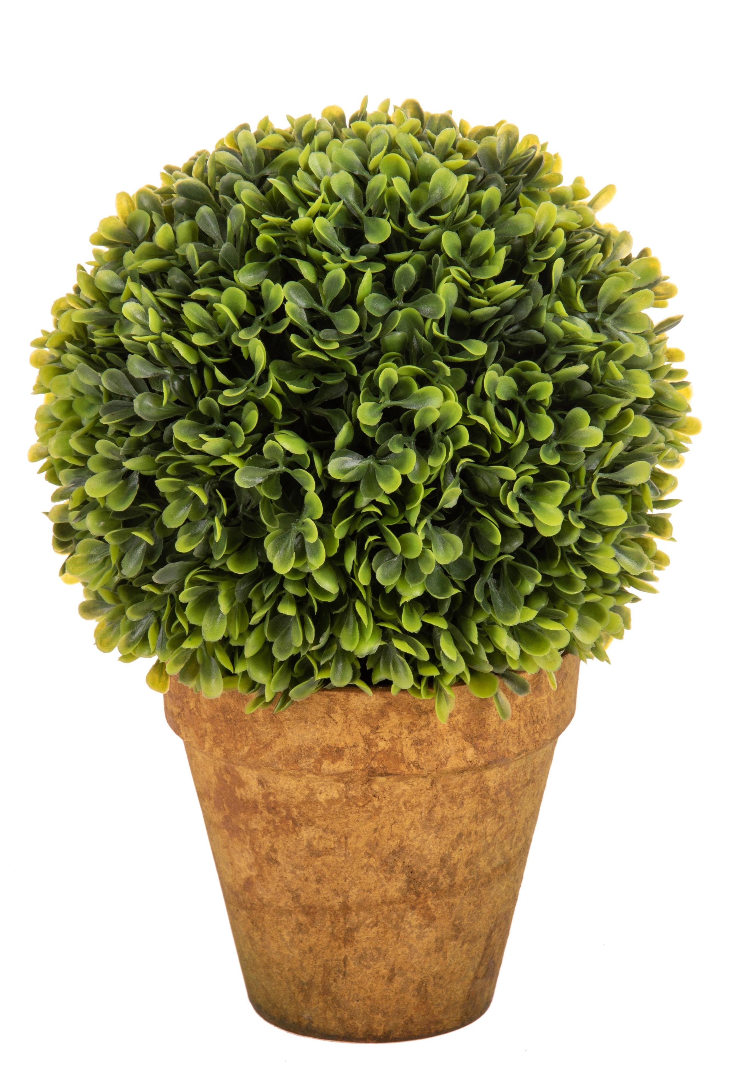 Set 2 Sfera Bossolo/Buxus Artificiale con Vaso Altezza 23 cm Verde