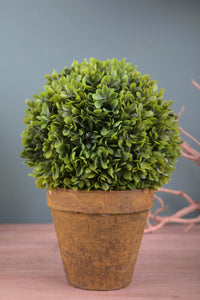 Set 2 Sfera Bossolo/Buxus Artificiale con Vaso Altezza 23 cm Verde