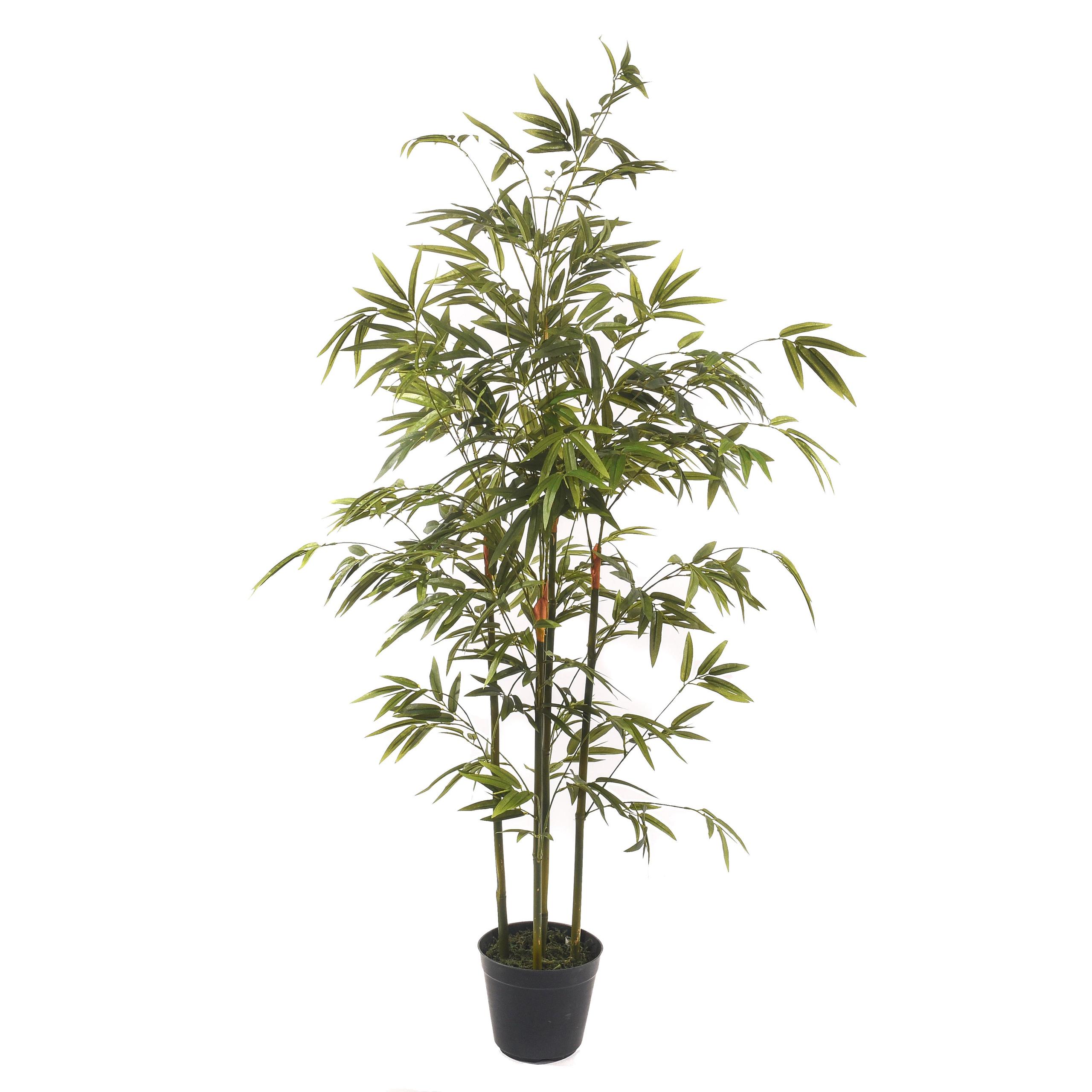 Mini Bamboo Artificiale a 5 Diramazioni con Vaso Altezza 130 cm Verde