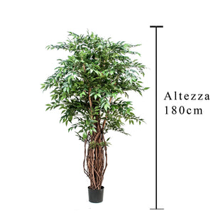 Ficus Weeping Artificiale con 2821 Foglie Altezza 152 cm Verde