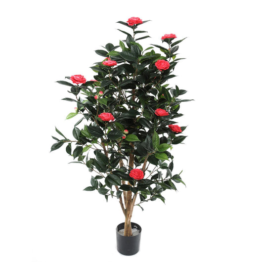 Albero di Camelia Artificiale con 678 Foglie e 28 Fiori Altezza 143 cm Rosa