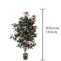 Albero di Camelia Artificiale con 678 Foglie e 28 Fiori Altezza 143 cm Rosa