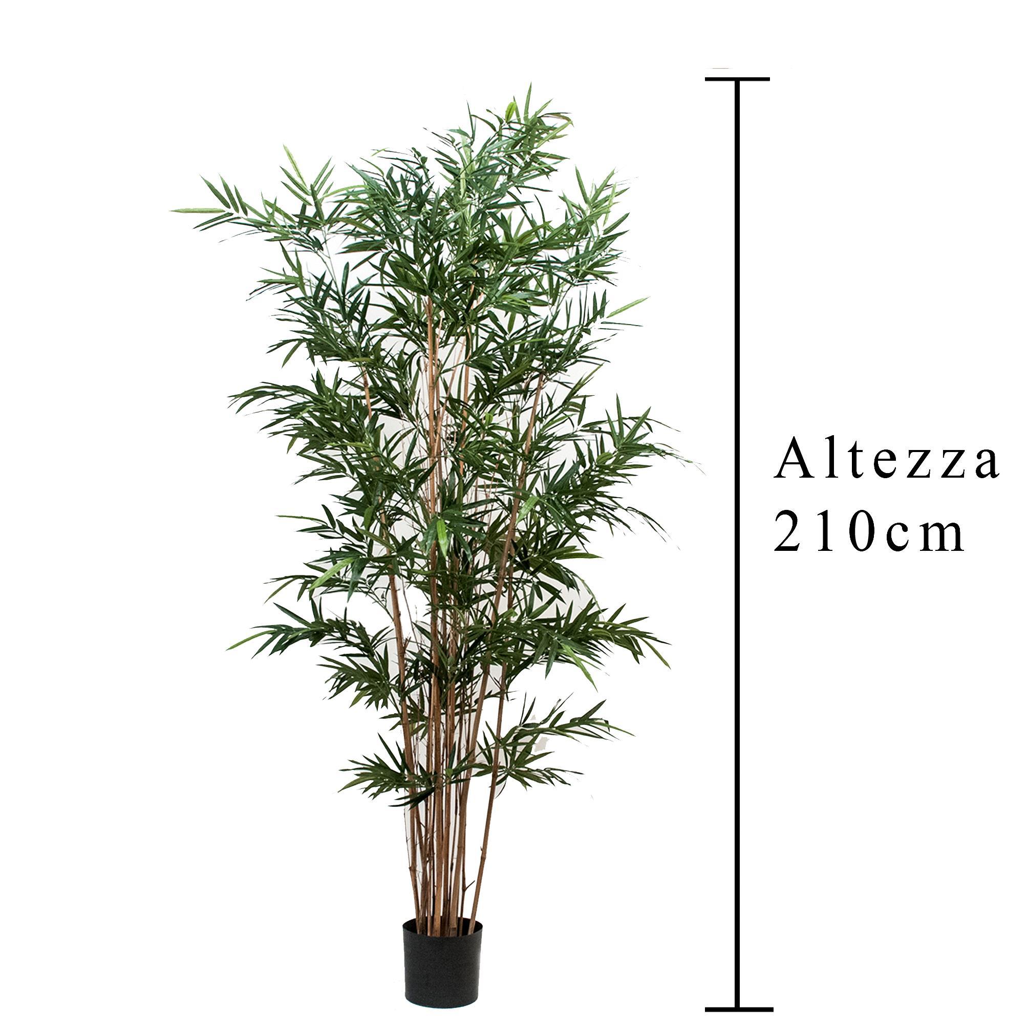 Bamboo Royal Artificiale a 7 Diramazioni con Vaso Altezza 210 cm Verde