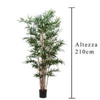 Bamboo Royal Artificiale a 7 Diramazioni con Vaso Altezza 210 cm Verde