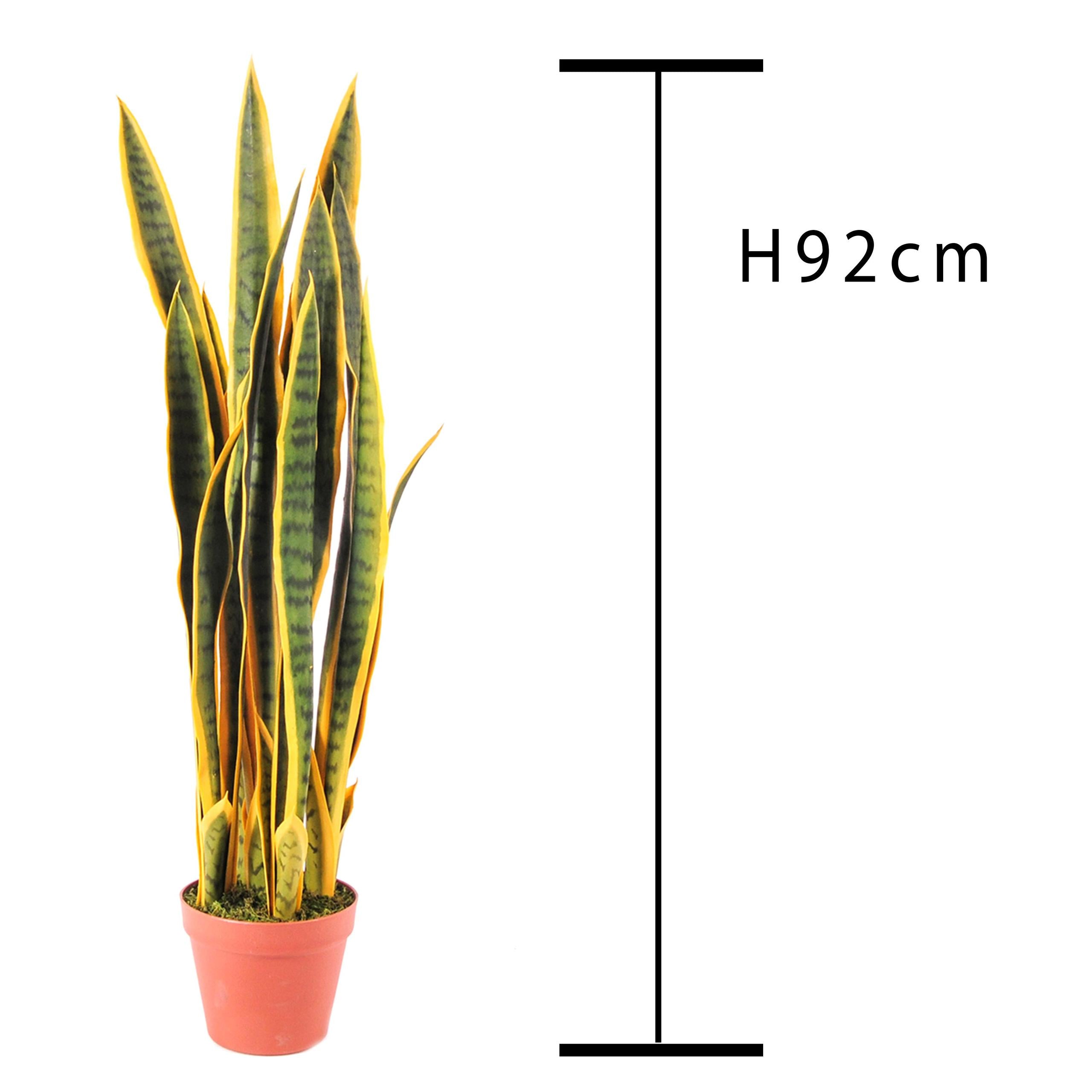 Sanseveria Artificiale con 25 Foglie in Vaso Altezza 92 cm Verde