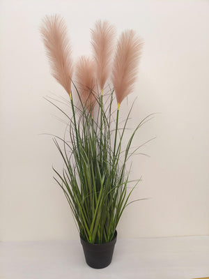 Pianta Artificiale di Festuca Glauca con Vaso H.115 cm Verde