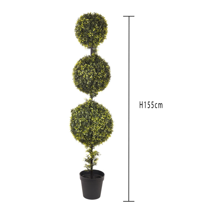 Bossolo Artificiale 3 Sfere con Vaso Altezza 150 cm Verde