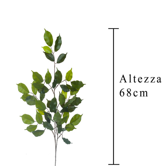 Set 12 Rami di Ficus Artificiale con 42 Foglie Altezza 60 cm Verde