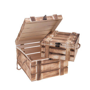 Set di 2 Bauli in Legno Larghezza 32 cm Marrone