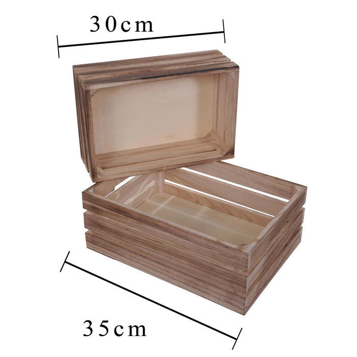 Set di 2 Cassetta in Legno Larghezza 35 cm Marrone