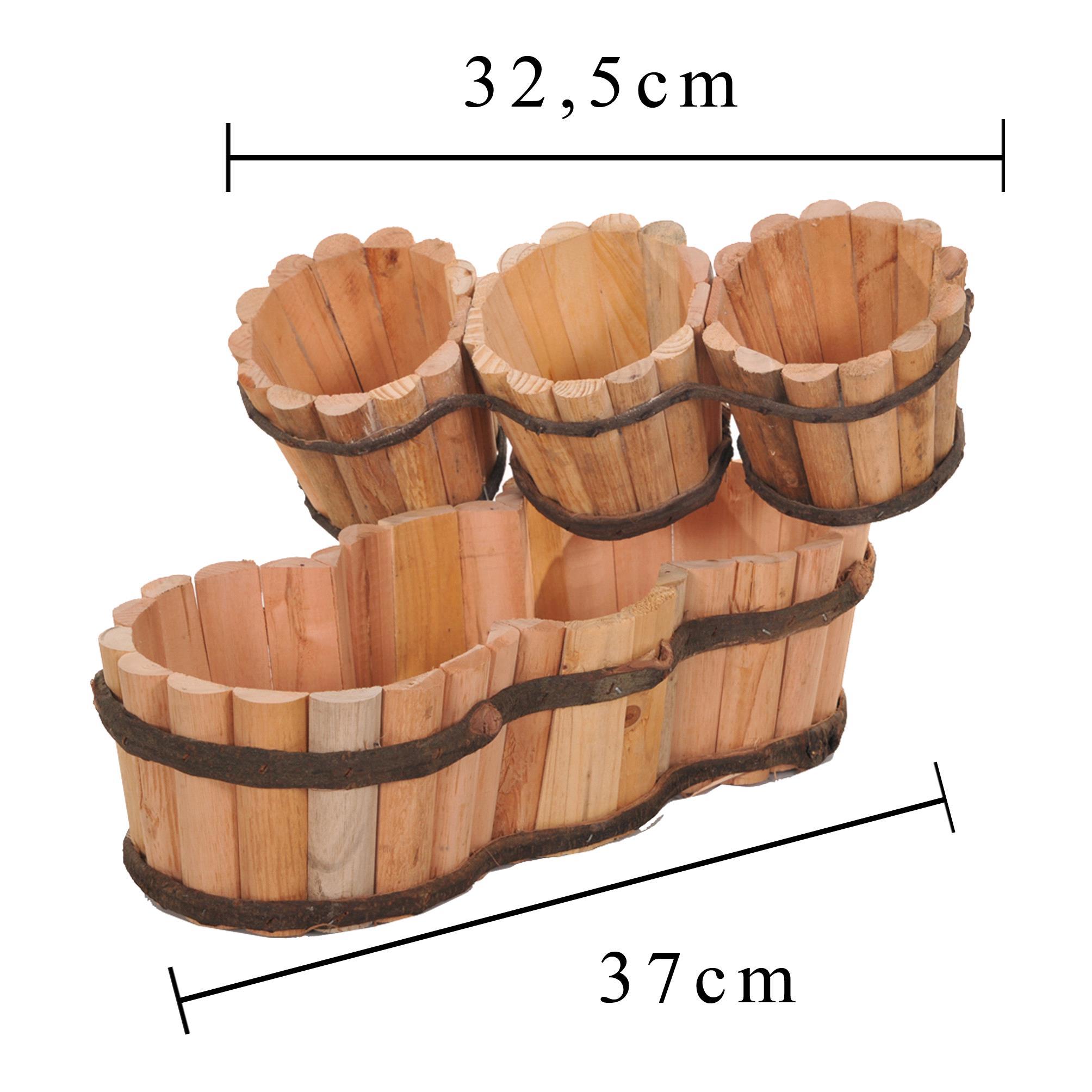 Set di 2 Tris di Vasi in Legno Larghezza37 cm