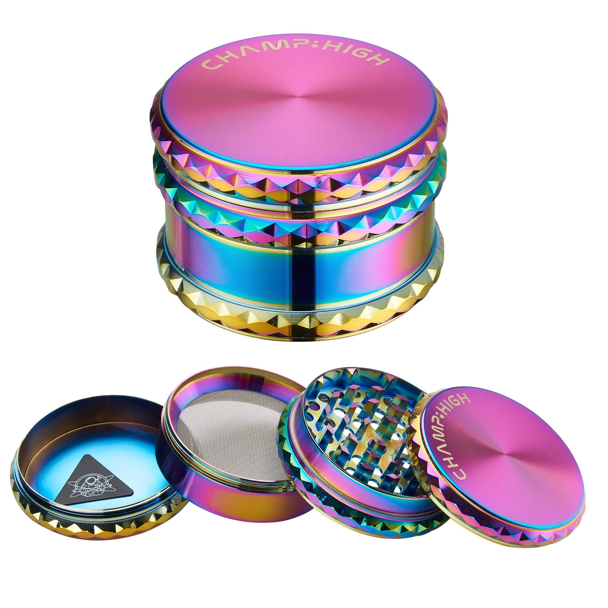 Grinder Ø65 mm 4 Livelli per Spezie Erbe e Tabacco Diamante Arcobaleno