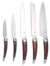 Set 5 Coltelli Chef Manico in Legno con Custodia