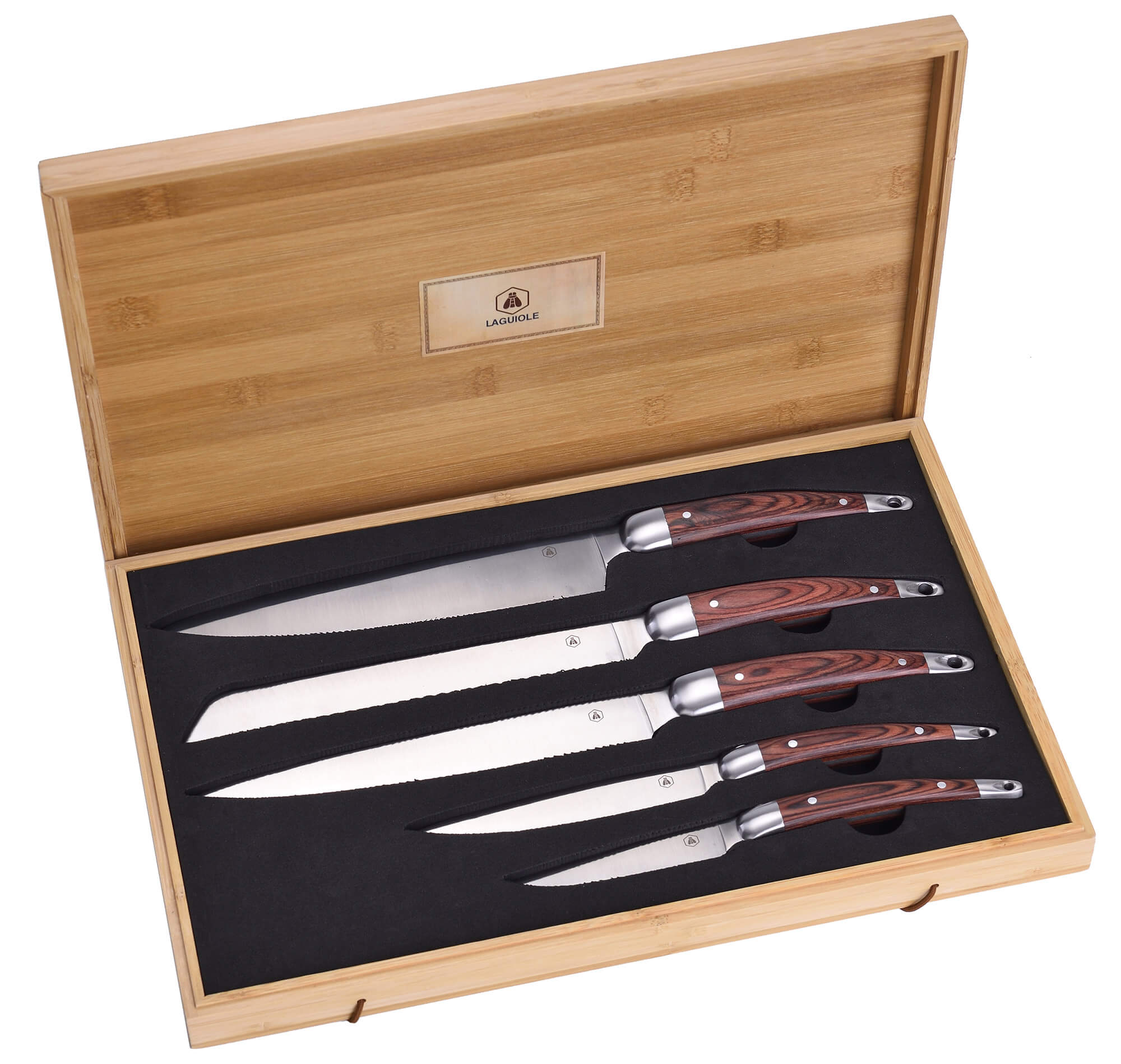 Set 5 Coltelli Chef Manico in Legno con Custodia