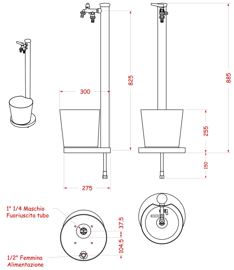 Fontana da Giardino con Rubinetto e Vaschetta Belfer 42/SRV Alluminio